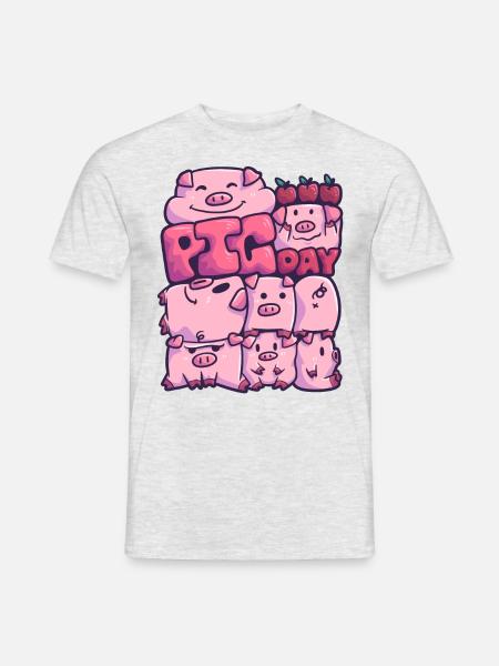 Schwein Pigday Saustall Bauernhof Freund - Männer T-Shirt - Grau meliert
