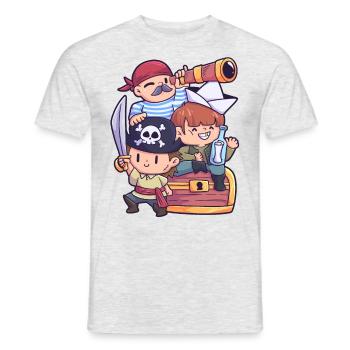 Piraten Kinder Freunde Totenkopf Meer - Männer T-Shirt - Grau meliert - Vorne - AI Model Male 178 dark (178cm)