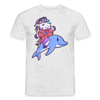 Hawaii Einhorn Delfin Urlaub Sommer - Männer T-Shirt - Grau meliert - Vorne - AI Model Male 178 dark (178cm)