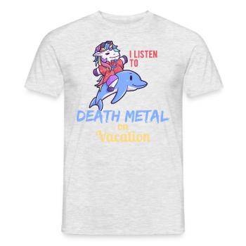 Death Metal Einhorn Urlaub Unicorn - Männer T-Shirt - Grau meliert - Vorne - AI Model Male 178 dark (178cm)