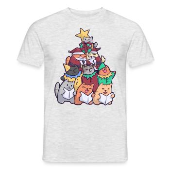Chat de Noël Chats d'arbre de Noël - T-shirt homme - gris chiné - Devant - AI Model Male 178 dark (178cm)