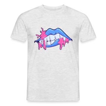 Masque visage bouche lèvres vampire - T-shirt homme - gris chiné - Devant - AI Model Male 178 dark (178cm)