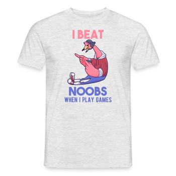 Gamer Noob Flamingo funny gift - Men's T-Shirt - heather grey - Front - AI Model Male 178 dark (178cm)
