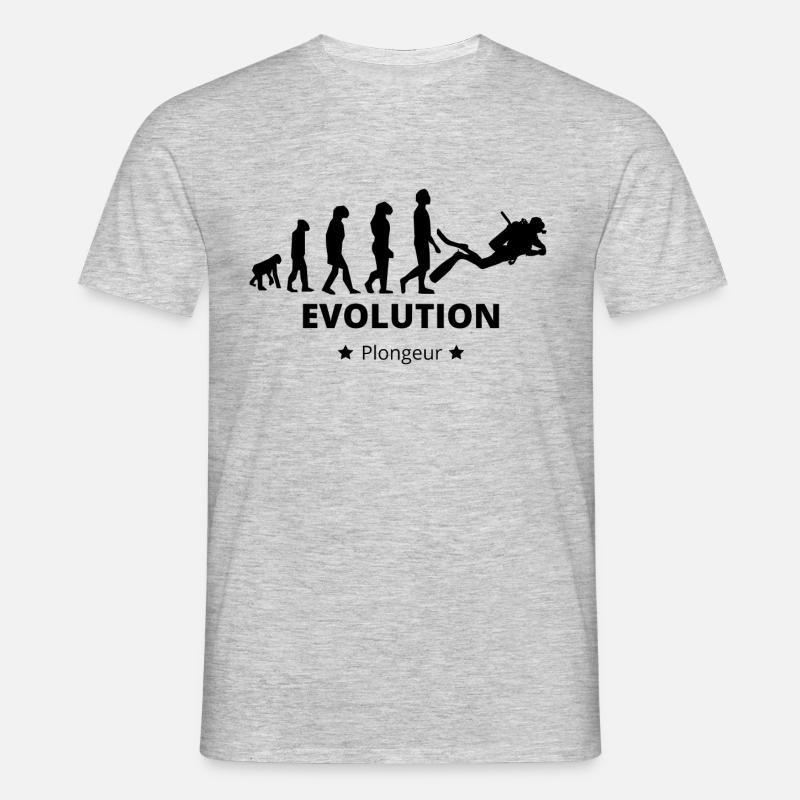 Evolution - Taucher - Männer T-Shirt - Grau meliert