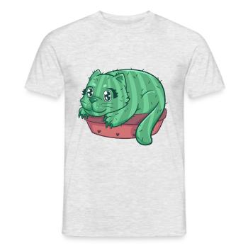 Catcus cat cactus kitten house tiger - Men's T-Shirt - heather grey - Front - AI Model Male 178 dark (178cm)