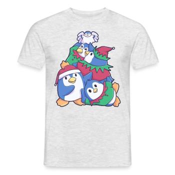 Sapin de Noël de la famille des pingouins de Noël - T-shirt homme - gris chiné - Devant - AI Model Male 178 dark (178cm)