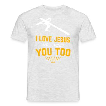 ich liebe jesus und er liebt dich auch - Männer T-Shirt - Grau meliert - Vorne - AI Model Male 178 dark (178cm)