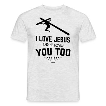 jesus loves us all christians church - Men's T-Shirt - heather grey - Front - AI Model Male 178 dark (178cm)