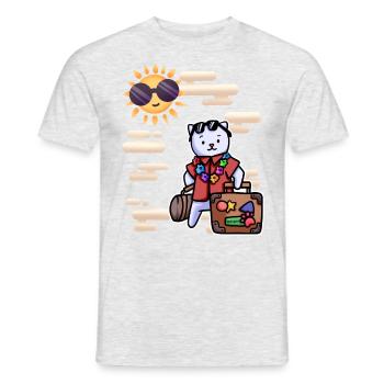 Valise de vacances chat paradis - T-shirt homme - gris chiné - Devant - AI Model Male 178 dark (178cm)