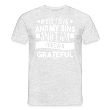 catholic saying jesus christ - Men's T-Shirt - heather grey - Front - AI Model Male 178 dark (178cm)
