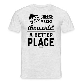 Le fromage rend le monde meilleur - T-shirt homme - gris chiné - Devant - AI Model Male 178 dark (178cm)