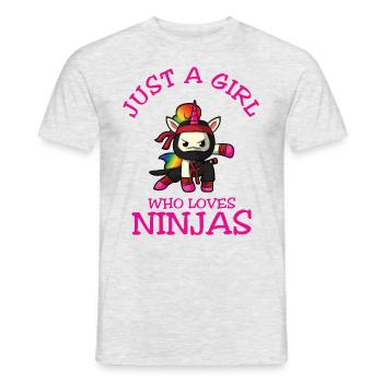 Just A Girl Who Loves Ninjas Einhorn - Männer T-Shirt - Grau meliert - Vorne - AI Model Male 178 dark (178cm)