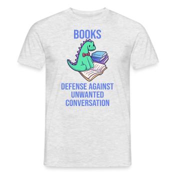 Livres lire livre dino drôle - T-shirt homme - gris chiné - Devant - AI Model Male 178 dark (178cm)