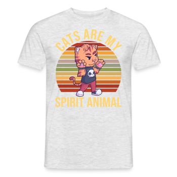 Cats Are My Spirit Animal Heavy Metal Katze - Männer T-Shirt - Grau meliert - Vorne - AI Model Male 178 dark (178cm)