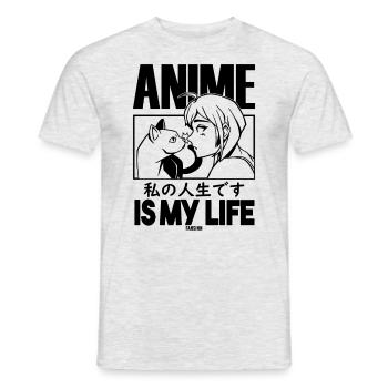 Pet Cat Manga Anime - Men's T-Shirt - heather grey - Front - AI Model Male 178 dark (178cm)