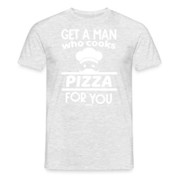 Pizzeria Pizzaiolo Spruch - T-shirt homme - gris chiné - Devant - AI Model Male 178 dark (178cm)
