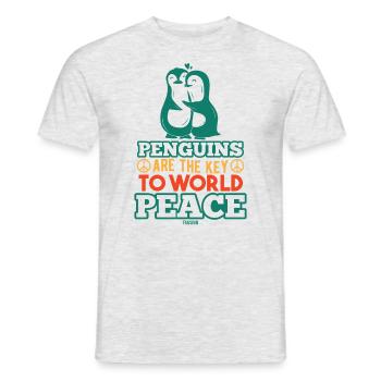 Pingouins Paix mondiale - T-shirt homme - gris chiné - Devant - AI Model Male 178 dark (178cm)