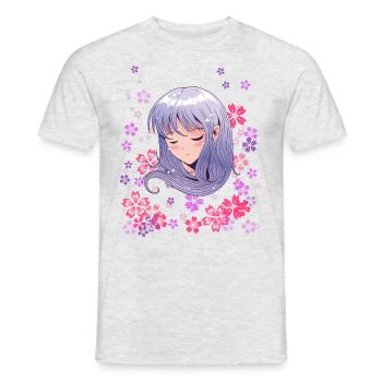 Anime Mädchen Blume Manga Cosplay - Männer T-Shirt - Grau meliert - Vorne - AI Model Male 178 dark (178cm)