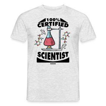 100% Certified Scientist - Männer T-Shirt - Grau meliert - Vorne - AI Model Male 178 dark (178cm)