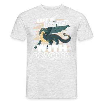 Life Is Better With Dragons - Männer T-Shirt - Grau meliert - Vorne - AI Model Male 178 dark (178cm)