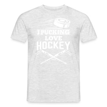 Ich liebe Eishockey Spruch - Männer T-Shirt - Grau meliert - Vorne - AI Model Male 178 dark (178cm)