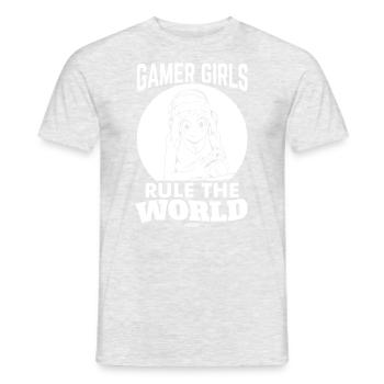 Zocker Mädels regieren die Welt - Männer T-Shirt - Grau meliert - Vorne - AI Model Male 178 dark (178cm)