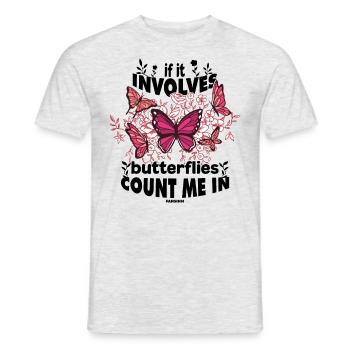 S’il s’agit de papillons, comptez-moi - T-shirt homme - gris chiné - Devant - AI Model Male 178 dark (178cm)