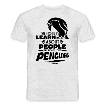 The More I Learn About People The More I Like Peng - Men's T-Shirt - heather grey - Front - AI Model Male 178 dark (178cm)