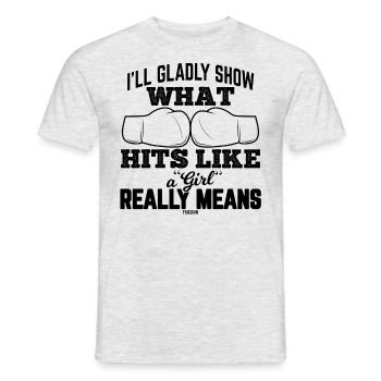 Boxing Match Girl Boxing Gift - Men's T-Shirt - heather grey - Front - AI Model Male 178 dark (178cm)