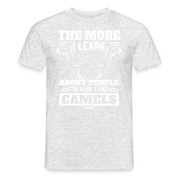 The More I Learn About People The More I Like Came - Men's T-Shirt - heather grey - Front - AI Model Male 178 dark (178cm)