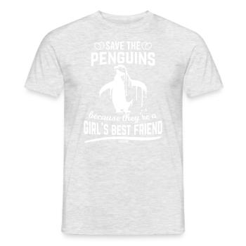 rettet die Pinguine Frau Mädchen Kind - Männer T-Shirt - Grau meliert - Vorne - AI Model Male 178 dark (178cm)