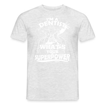 Je suis un dentiste Quel est votre superpouvoir - T-shirt homme - gris chiné - Devant - AI Model Male 178 dark (178cm)