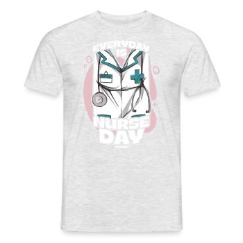 Tous les jours, c’est la journée de l’infirmière - T-shirt homme - gris chiné - Devant - AI Model Male 178 dark (178cm)