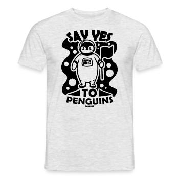 Say Yes To Penguins Astronaut Universe - Men's T-Shirt - heather grey - Front - AI Model Male 178 dark (178cm)