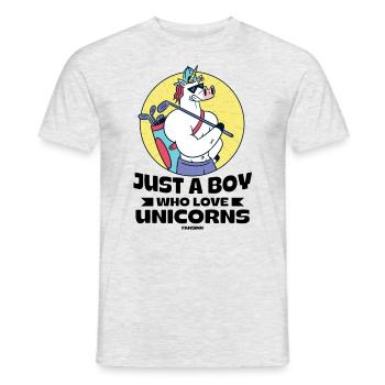 Just A Boy Who Love Unicorns - Männer T-Shirt - Grau meliert - Vorne - AI Model Male 178 dark (178cm)