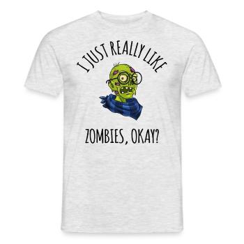 J’aime vraiment les zombies ok? - T-shirt homme - gris chiné - Devant - AI Model Male 178 dark (178cm)