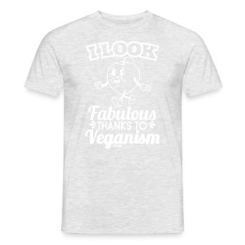 I Look Fabulous Thanks To Veganism - Männer T-Shirt - Grau meliert - Vorne - AI Model Male 178 dark (178cm)