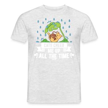 Stubentiger Regentropfen Katze Miau - Männer T-Shirt - Grau meliert - Vorne - AI Model Male 178 dark (178cm)