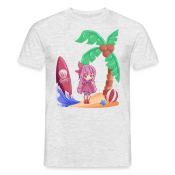 Surfing Manga Anime Manga Island Holiday - Men's T-Shirt - heather grey - Front - AI Model Male 178 dark (178cm)