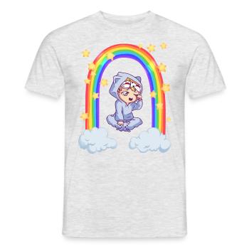 Anime Manga Cosplay Rainbow Child Bébé - T-shirt homme - gris chiné - Devant - AI Model Male 178 dark (178cm)