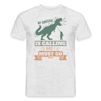 Mon dinosaure appelle et je dois partir - T-shirt homme - gris chiné - Devant - AI Model Male 178 dark (178cm)
