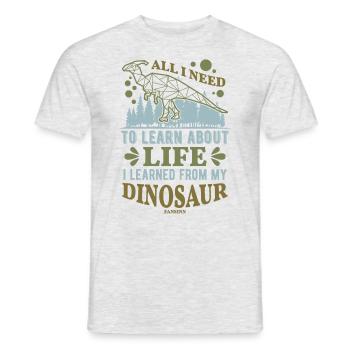 Dinosaur All I Need To Learn About Life - Men's T-Shirt - heather grey - Front - AI Model Male 178 dark (178cm)