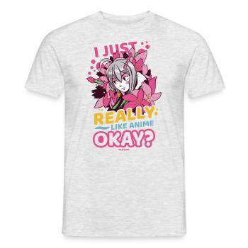 I Love Anime Japan Manga Cosplay Nerd Gift - Men's T-Shirt - heather grey - Front - AI Model Male 178 dark (178cm)