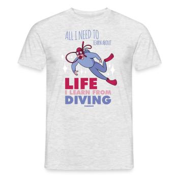 Tout ce que j’ai besoin d’apprendre sur la plongée dans la vie - T-shirt homme - gris chiné - Devant - AI Model Male 178 dark (178cm)
