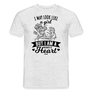 Je peux ressembler à une fille mais je suis une sirène dans l’âme - T-shirt homme - gris chiné - Devant - AI Model Male 178 dark (178cm)