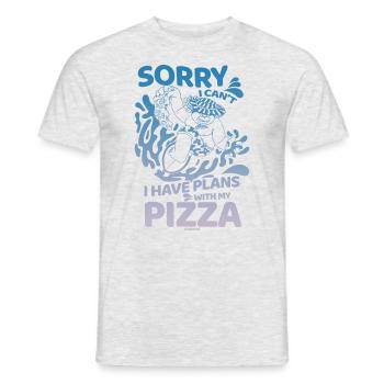 Désolé, je ne peux pas avoir de plans avec ma pizza - T-shirt homme - gris chiné - Devant - AI Model Male 178 dark (178cm)