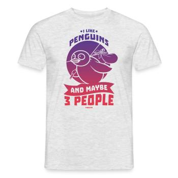 I Like Penguins And Maybe 3 People - Men's T-Shirt - heather grey - Front - AI Model Male 178 dark (178cm)