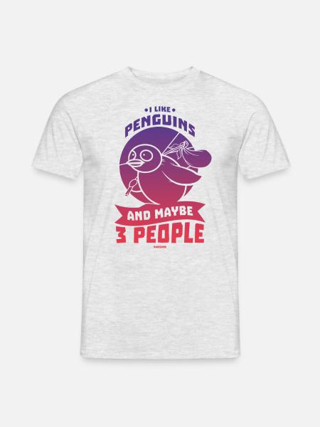 Mi piacciono i pinguini e forse 3 persone - T-shirt uomo - grigio melange