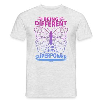 being different is my superpower autism - Men's T-Shirt - heather grey - Front - AI Model Male 178 dark (178cm)