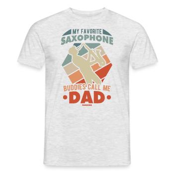 Mes copains de saxophone préférés m’appellent papa - T-shirt homme - gris chiné - Devant - AI Model Male 178 dark (178cm)
